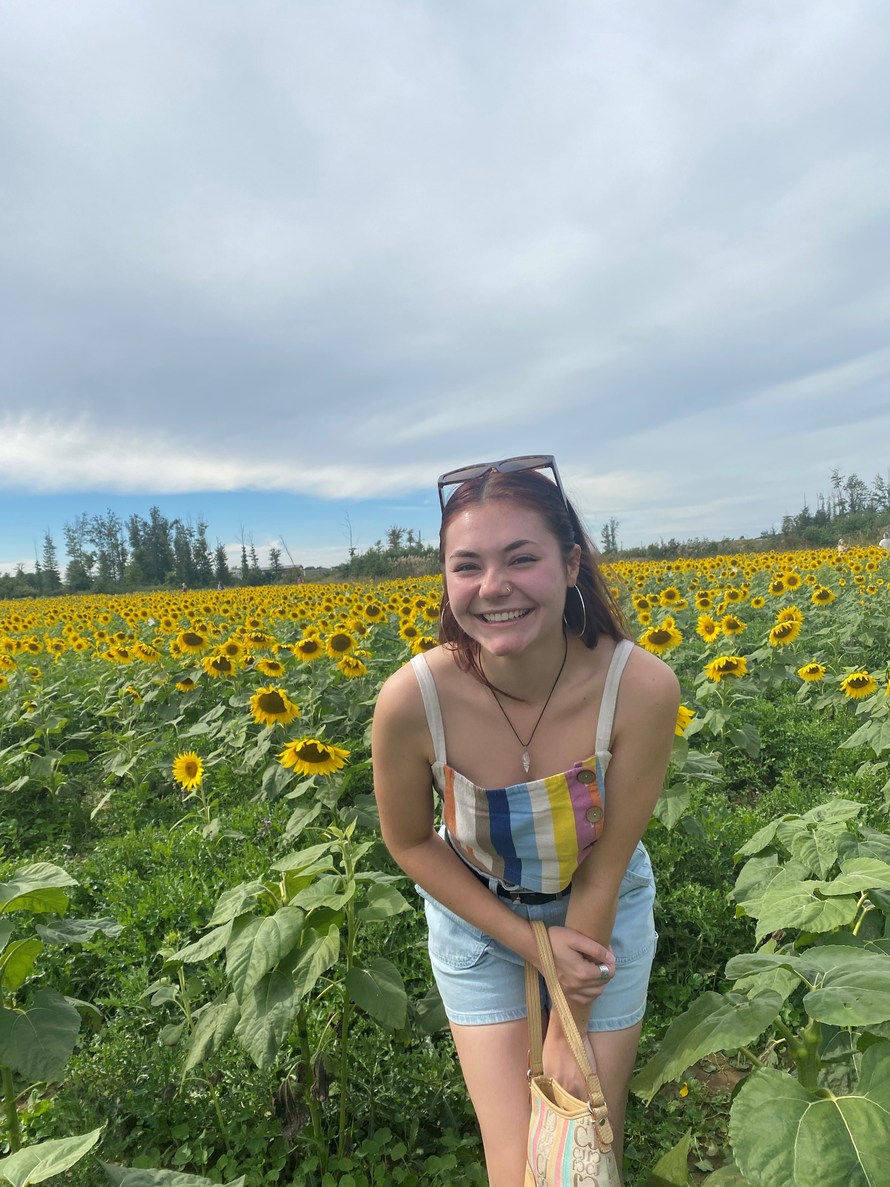 photo of Noa Cook in a field of sunflowers